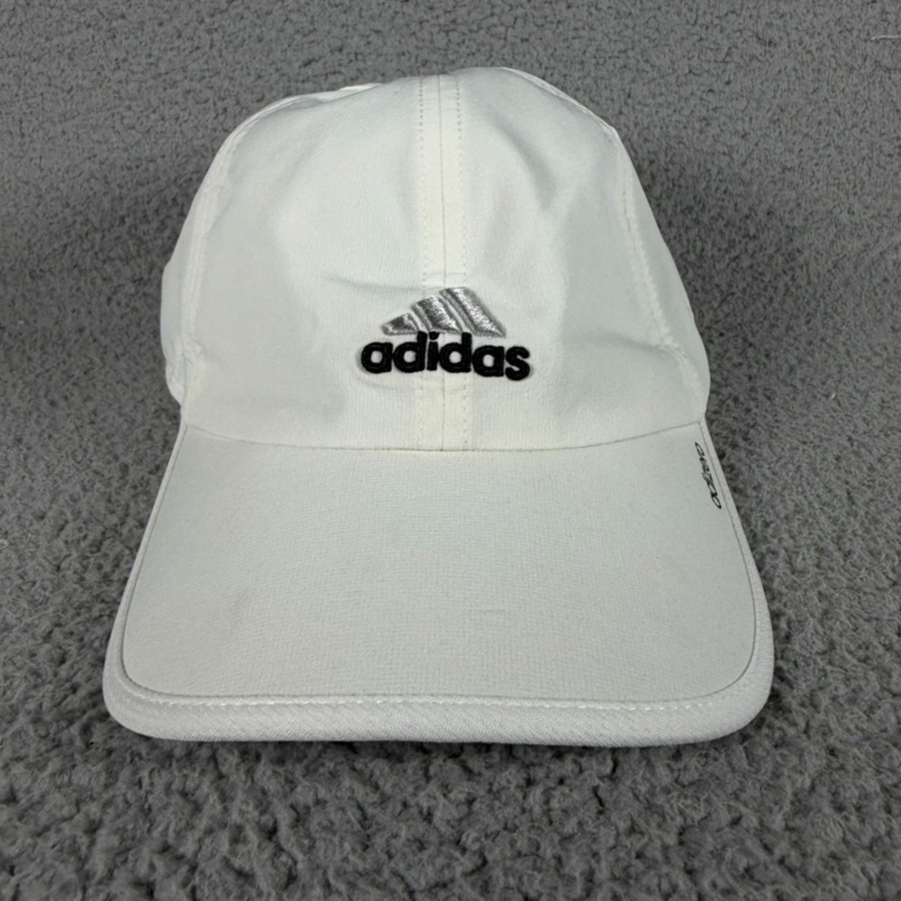 Adidas Strapback Ball Cap Unisex One Size White Adizero Golf Hat Climacool Logo